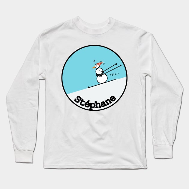 Custom Frosty the Snowman - Just Skiing Long Sleeve T-Shirt by Musings Home Decor